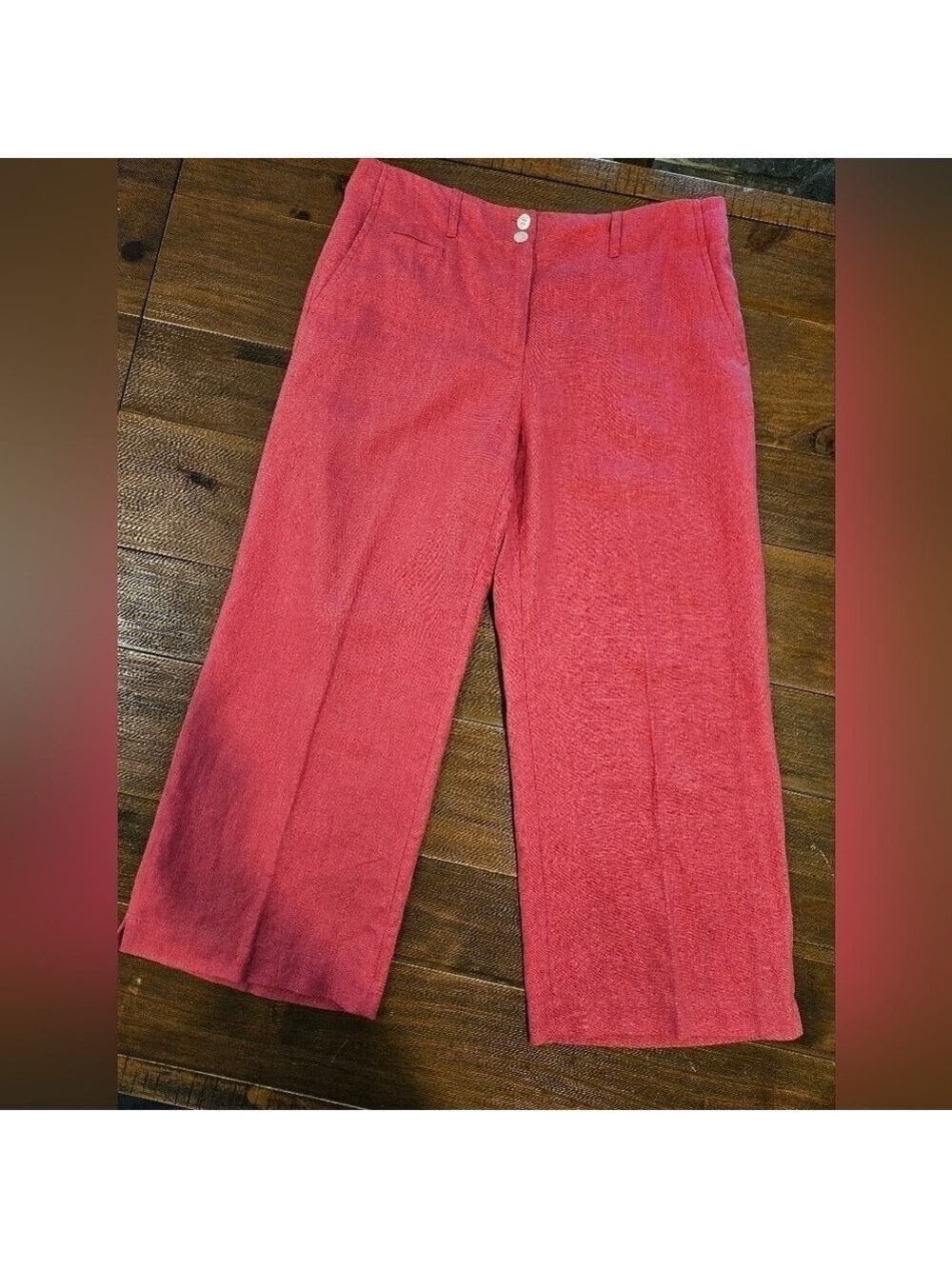 MADISON STUDIO WOMEN'S LINEN PINK WIDE LEG CAPRIS SIZE 8